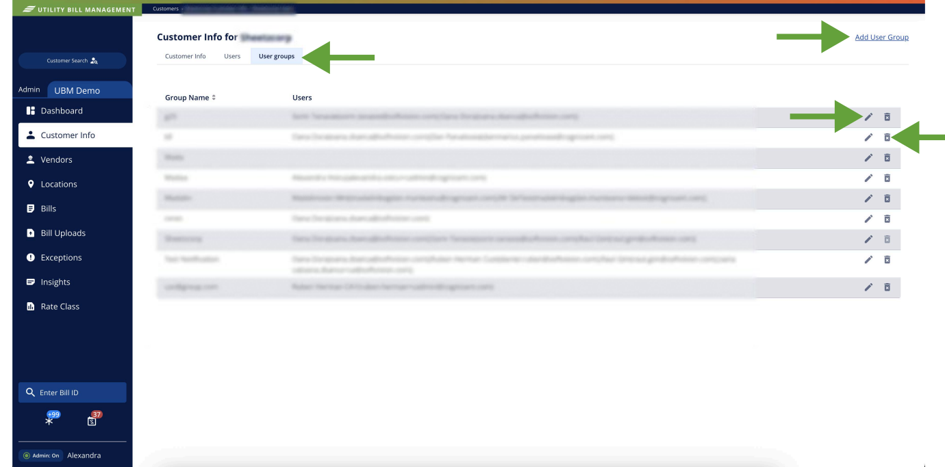 User Groups Tab