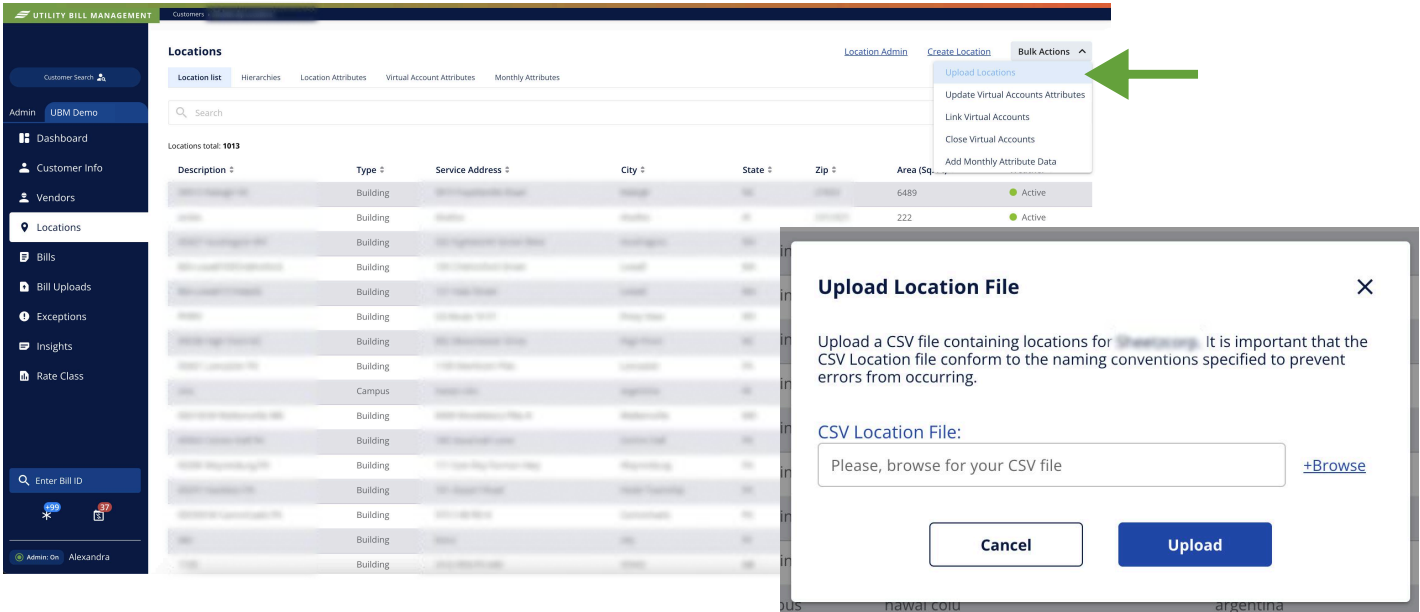 Upload Locations