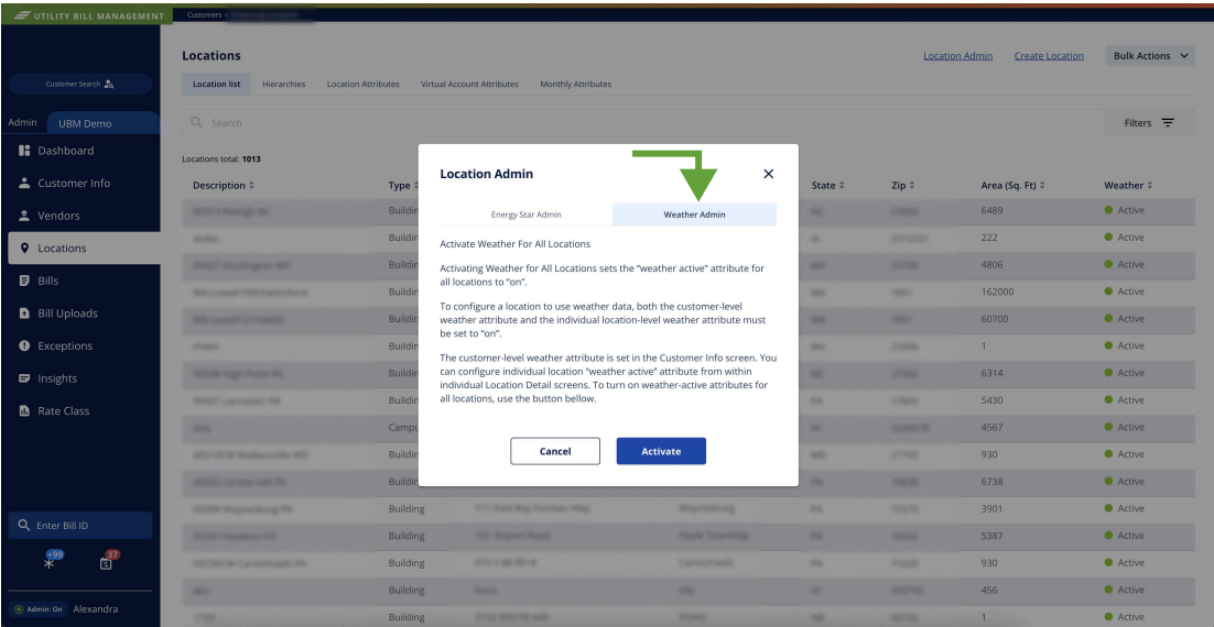 Location Admin Dialog