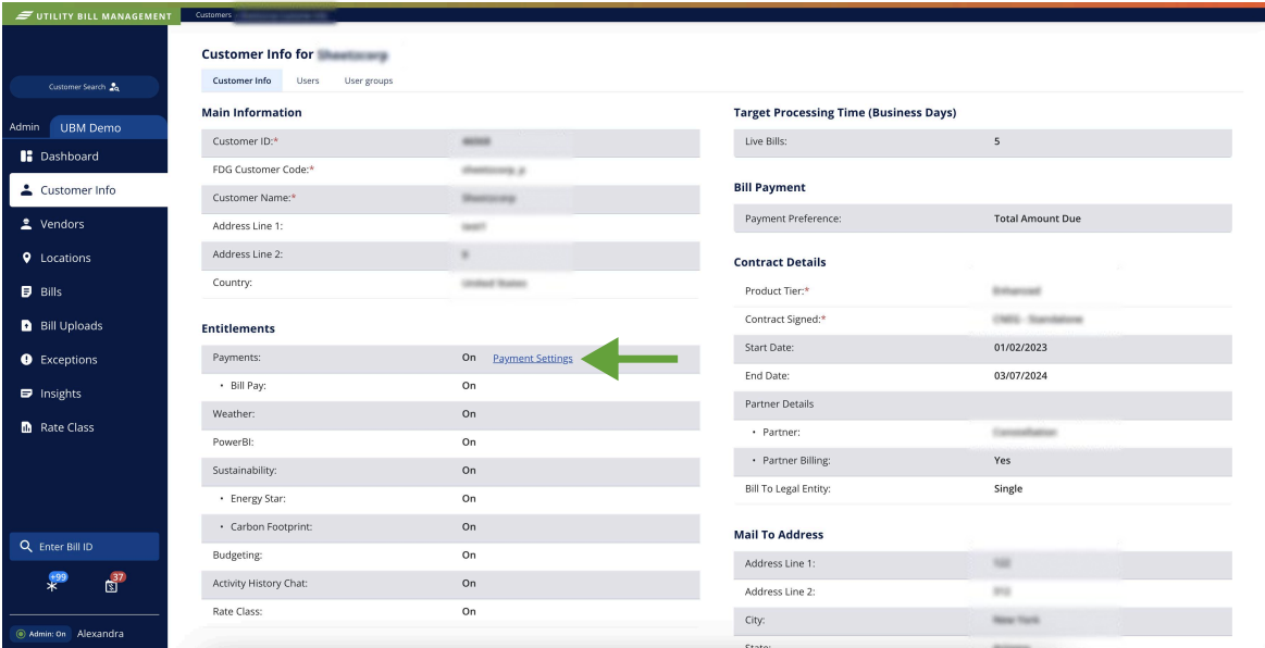 Payment Settings Link