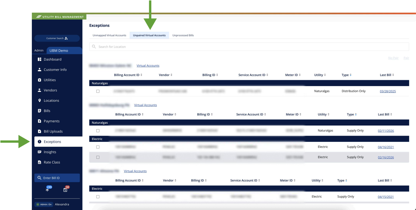 Manual Pairing tab in Unpaired Virtual Accounts