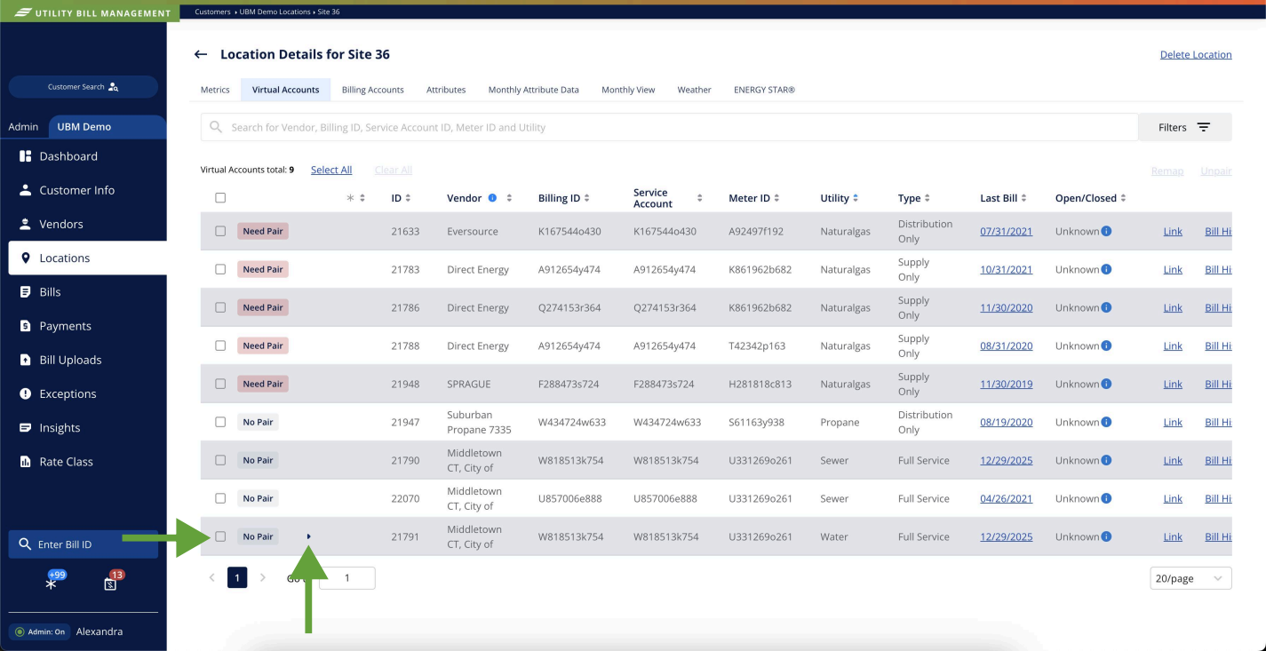 Expanded view showing linked child accounts